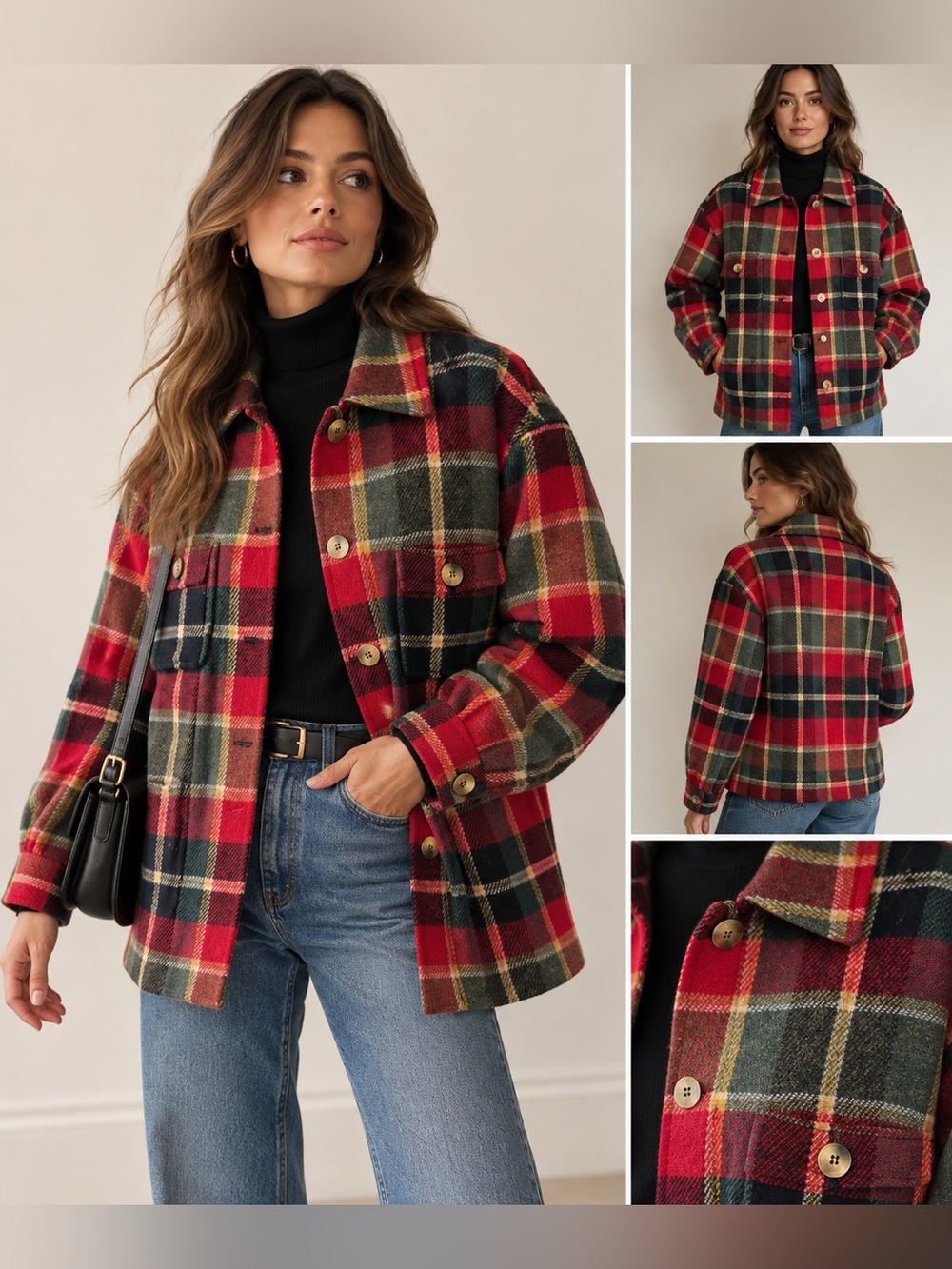 Vintage Jones New York Sport Petite 100% Wool Plaid Jacket Tartan Size S